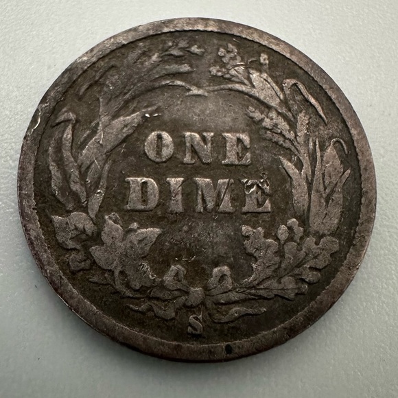 1897-S Barber Silver Dime – Vintage Coin - Picture 3 of 5